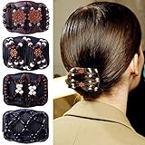 Flexibles Design：Dieses praktische und dennoch elegante Accessoire verfügt über doppelte kämme, verziert mit verschiedenen Perlen, Die Doppelkämme können leicht alle Jumbo-Haarspangen ersetzen.