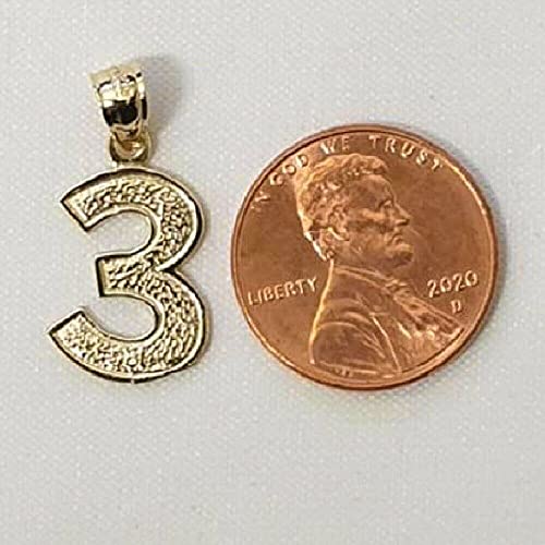 0 to 100 Any One 14K Yellow Gold Number Pendant/Charm, Made in USA4