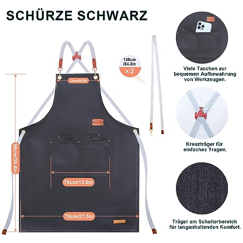 ETLEE Barbecue Gloves Heat Resistant 300°C Leather + Grill Apron for Men, Oven Gloves & Cooking Apron Men with Metal Buttons - Image 2