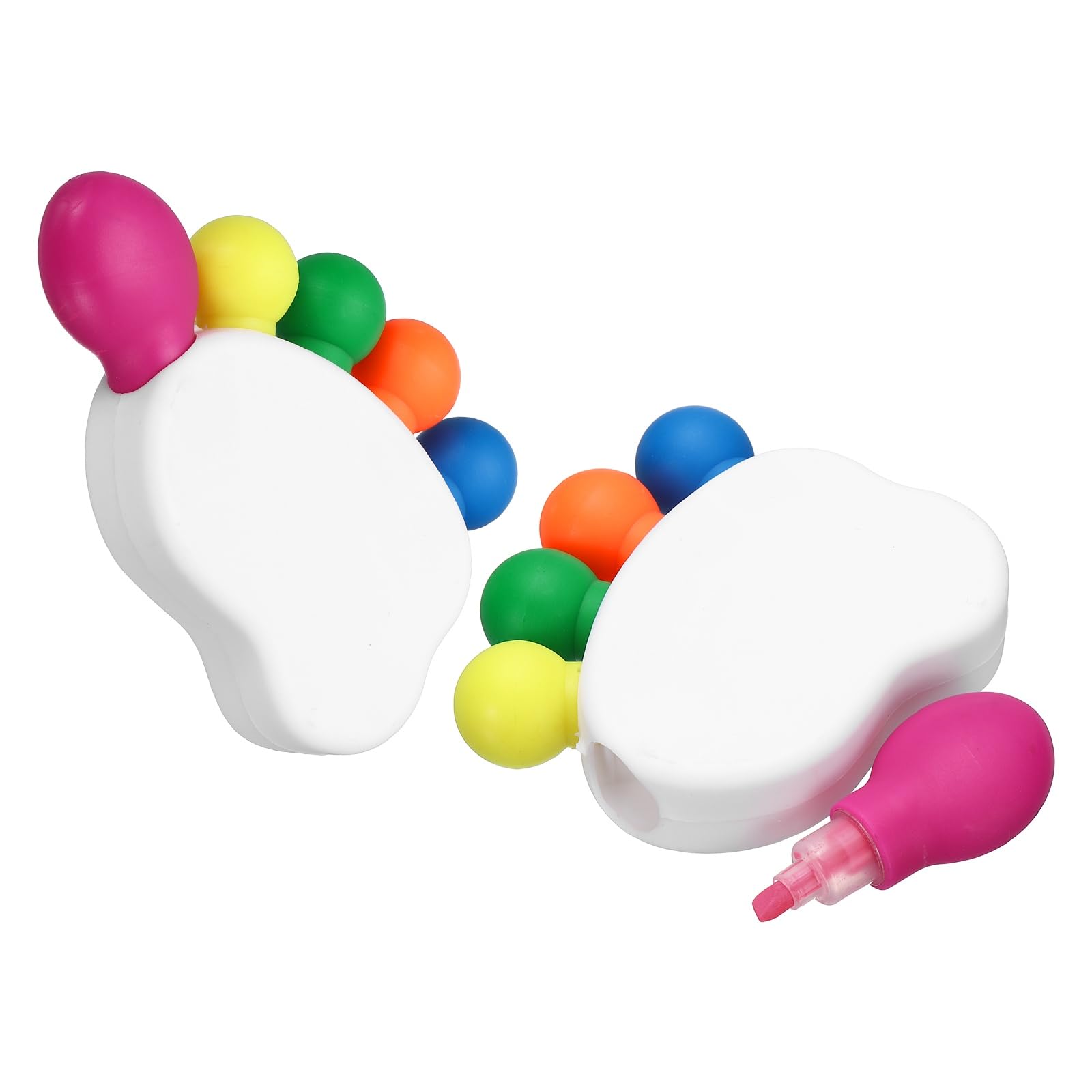 PATIKIL 2Pcs 5 Colored Highlighter Pen, Five-colors Feet Shaped Highlighter Multiple Color Cute Fun Fluorescent Assorted Colors for Class, Note-Taking, Rose Red/Yellow/Green/Orange/Blue