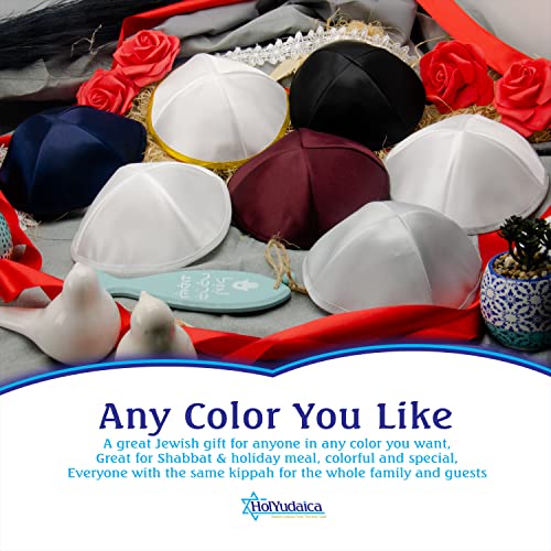 Image of Pack of 10 or 30-Pcs - Hq 19 /20CM Satin Kippah for Men & Boys, Yamaka Hat Designed in Israel - Kippot Bulk