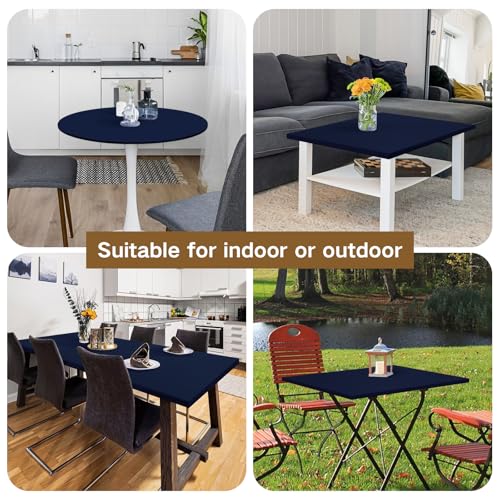 Round Fitted Table Cover Elastic Tablecloth 5ft Stretch Spandex Table Top Cover for Dining Indoor Outdoor Party Navy 60 Inch by Nacuci - Image 7