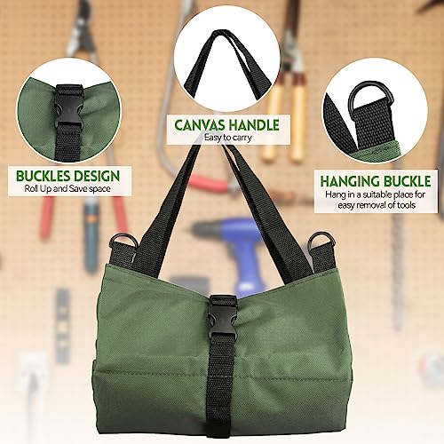Image of Tool Bag, Canvas Tool Bag, Multifunctional Roller Bag with 5 Zipper Pockets, Ideal for Plumbers, Craftsmen and Electricians(Green)
