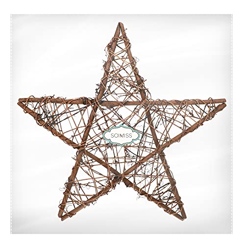 Soimiss Rattan Star Christmas Tree Star Topper Grapevine Star Wreath Natural Vine Branch Twig Wreath Xmas Holiday Decorations #TOP5