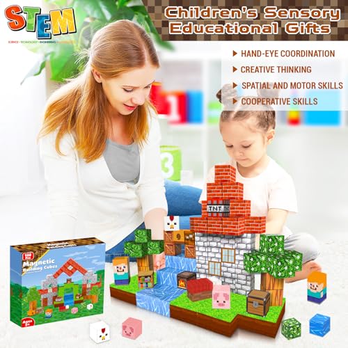 Goody King Magnetische Bausteine Bauspielzeug 100 Pcs Magnetbausteine für Kinder Montessori Kreative Spielzeug ab 4 5 6 7 8 9 Jahre Junge und Mädchen Magnetic Blocks Geschenke für Kinder