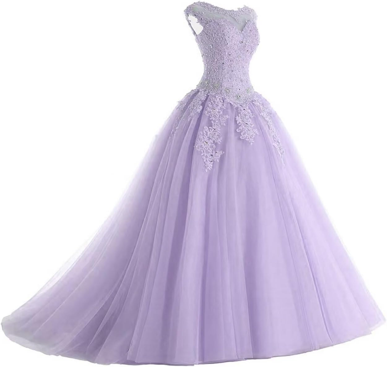 Women's Applique Prom Dress Long Princess Beaded 16 Quinceanera Dresses Tulle Ball Gowns Beaded Belt Wedding Dress