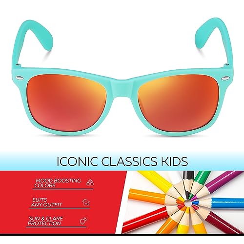 Image of Retro Rewind Kids Sunglasses for Boys Girls Age 3-12 - Shatterproof UV400 Toddler Children Sun Glasses