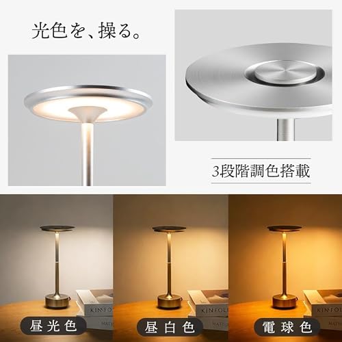 WAYetTO テーブルライト デスクライト led 目に優しい 【電球色・白色・昼光色/3段階明るさ】ledデスクライト 調色調光 寝室 卓上 電気スタンド 3段階調色 調光 ベットサイドランプ アンティーク ナイトライト ledライト おしゃれ 学習机 勉強 調光 調色 給電式 明るい (ゴールド) [3]