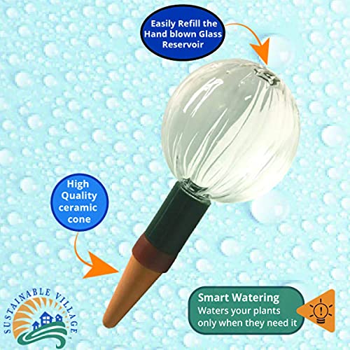Blumat Glass Plant Self Watering Globes,Automatic Houseplant Drip Irrigation for Indoor Plants, Hanging Plants, Houseplants, Plant Garden Accessories,Vacation Plant Savers,Large Globe Small Adapter - Thumbnail 4