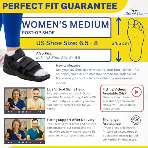 Image of Brace Direct Post Op Shoe & Medical Foot Brace - Stress Fracture, Broken Toe & Bunion Support L3260 - Orthopedic Walking Immobilizer for Left or Right Foot (MD - WOMENS US SHOE: 6.5-8) (Pack of 2)