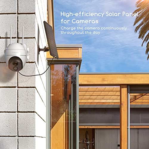 Cooau Solar Panel For Outdoor Security Camera, Waterproof Solar Panel With 10Ft Usb Cable Compatible With Dc 5V Rechargeable Battery Camera, Continuous Power Supply For Security Camera (No Camera) #TOP1