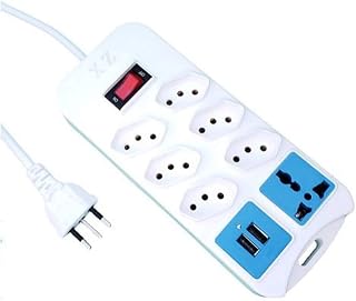 Extensão Elétrica 7 Tomadas Régua Bivolt 2 Usb Cabo 1,8M