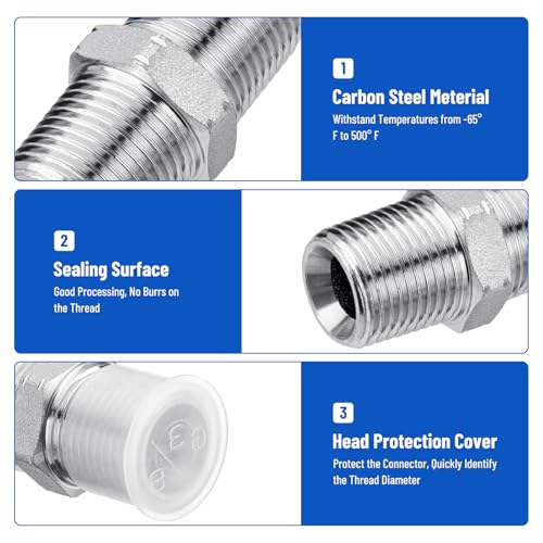Image of 10 Pack Hydraulic Adapter Fitting: 3 /8 inch NPTF Male x 3 /8 inch NPTF Male