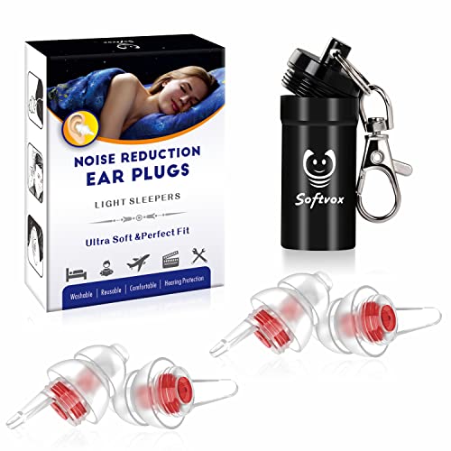 Softvox Small Ear Plugs 2 Pairs, Soft Silicone Noise Reduction Ear Plugs for Women Men Kids with Small Ear Canals,EarPlugs for Sleeping Noise Cancelling,Sound Blocking Earplugs for Snoring,Loud Noise