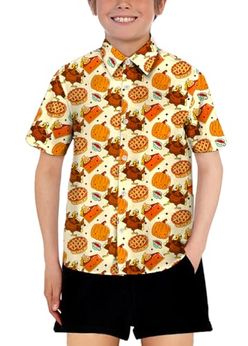 Image of Remimi Unisex Kids Halloween Shirt Boys Pumpkin Ghost Shirts Hawaii Button Up Tops 5-14 Years