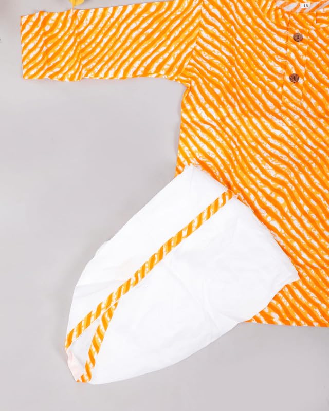 Image of Presents Stylish Festive Leheriya Print Kurta Dhoti Set for Boys /Dhoti Kurta Set For Kids