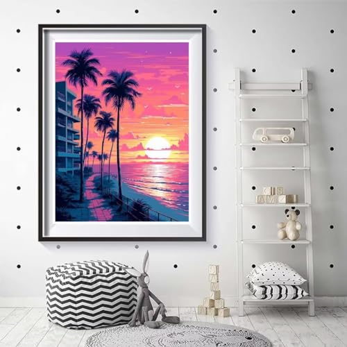 Broderie diamant painting adulte anti-stress paysage marin géant 70x90cm