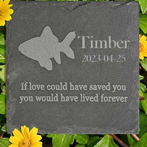 Personalized Pet Memorial Stone Gift - Fish Grave Marker - Pet Sympathy Tombstone - Garden Headstone - Personalized Fish Loss Gifts - Bereavement Gifts - Memory Gifts for Pet Loss
