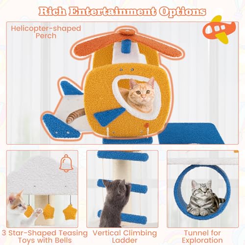 Torre para gato temática aviación 70 pulg alto multi-nivel miniatura 7