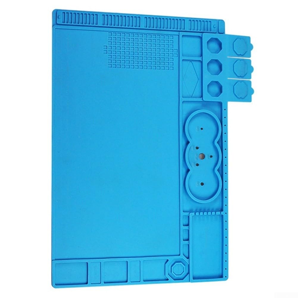 Esterilla de soldadura de silicona resistente al calor, 48 × 32 cm, antideslizante, para reparación electrónica, soldadura, taller, modelo TE-506, azul