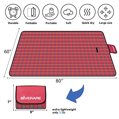 Giverare Picnic Beach Blanket, Xl Sandfree Waterproof Outdoor Camping Blankets, Quick Drying Family Mat, Portable Extra Large Mats For Travel, Hiking, Music Festival, Lawn #TOP4