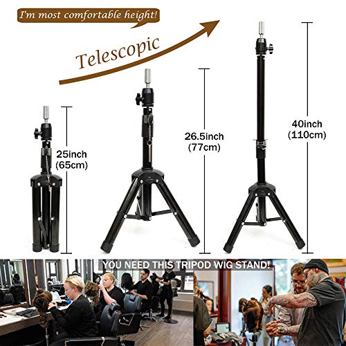 image for BEFUNNY Wig Stand Tripod Mannequin Head Stand Holder Metal Adjustable 
