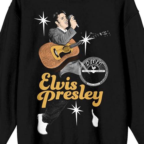 Sun Records Elvis Presley Adult Black Crew Neck Sweatshirt2