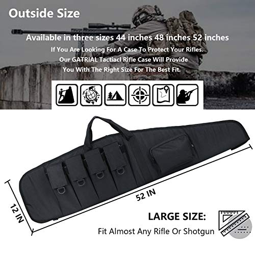 G Gatrial Rifle-Case Soft Shotgun-Gun-Cases Tactical-Long-Rifle Gun-Bag - 44/48/52 Inch Single Scoped Rifle Bag With Multiple Magazine Holder Pouch Black 52Inch #TOP1