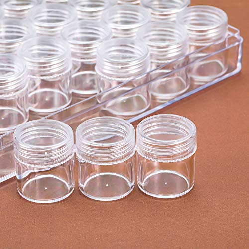 Image of Blulu 30 Bead Container Lidded Small Box, 1.15 x 1 Inch | Clear Plastic Jars for Diamond Painting Beads Jewelry Seeds Crafts, Organizer Case with Screw Top Lids