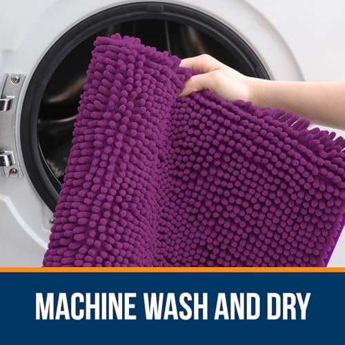Image of OLANLY Large Bathroom Rugs 45x27, Extra Soft Absorbent Chenille Bath Rugs, Rubber Backing Quick Dry, Machine Washable Bath Mats for Bathroom Floor, Tub and Shower, Home Decor Accessories, Purple