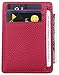 DEEZOMO RFID Blocking Genuine Leather Credit Card Holder Front Pocket Wallet With ID Card Window - Rose