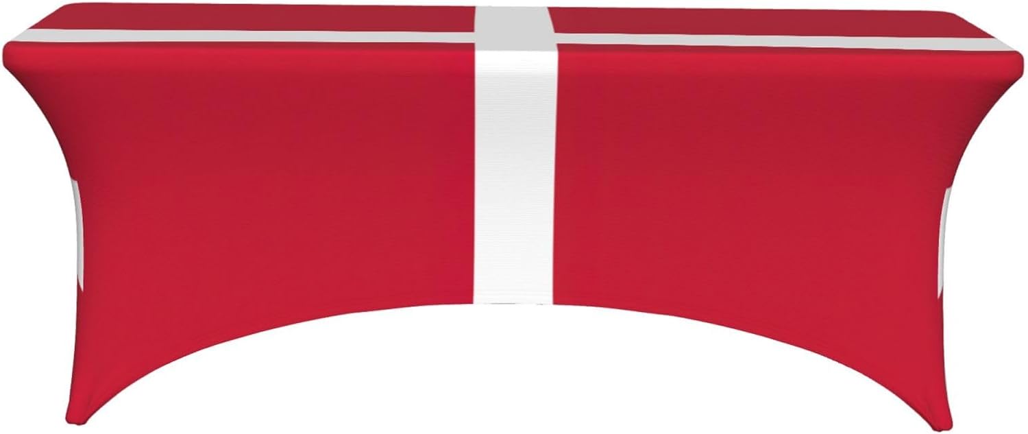 Danish Flag Print Table Cover Rectangular Tablecloth for 6-Foot Tables for Wedding Banquets Outdoor