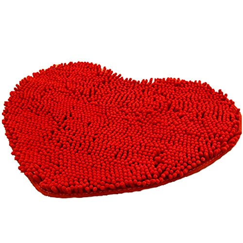 Tappeto da bagno a forma di cuore morbido Shag cucina tappeto porta piedi tappetino antiscivolo striscia assorbente zerbino bagno doccia tappeti Shaggy tappeto rosso 70 * 80 cm