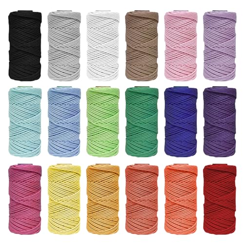 Lot de 18 Fils De Coton pour Macramé 2mm X 30m, Fil pour Macramés, Corde en Cotons, Corde Macramé 2mm X 30m, Fils De Coton pour Macramés, pour DIY...
