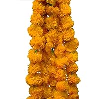 HOME GENIE Artificial Marigold Fluffy Flower/Genda Phool Garlands String for Diwali, Festival, Office, Home Inauguration, Temple, Wedding Decoration