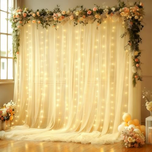Fondo fotográfico 10x10 pies beige con luces USB miniatura 1