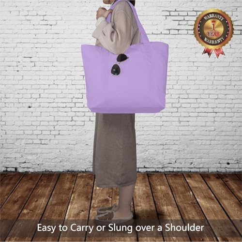 Image of TOPDesign 1-Pack Canvas Tote Bag with an External Pocket, Reusable Grocery Shopping Bag, Top Zipper Closure, Daily Essentials (Lavender)
