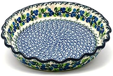 Polish Pottery Baker - Pie/Quiche - Fluted - Blue Berries