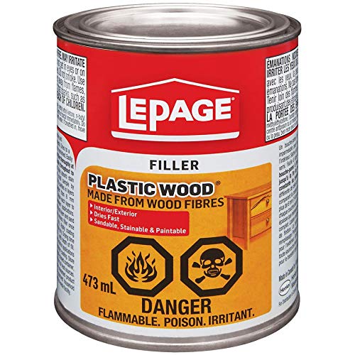 LePage Relleno de madera de plástico – Masilla de madera de látex sintético para reparaciones, agujeros y grietas, se puede pintar y teñir, 473 ml, 1 paquete