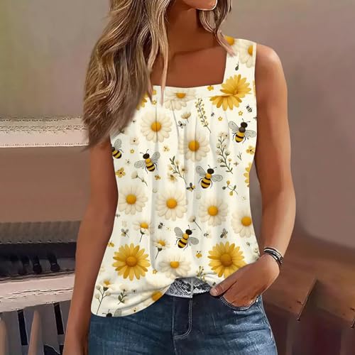 Spring Summer Plus Size Dressy Tank Tops for Women 2025 Womens Workout Floral Boho Beach Sleeveless Shirts Blouses