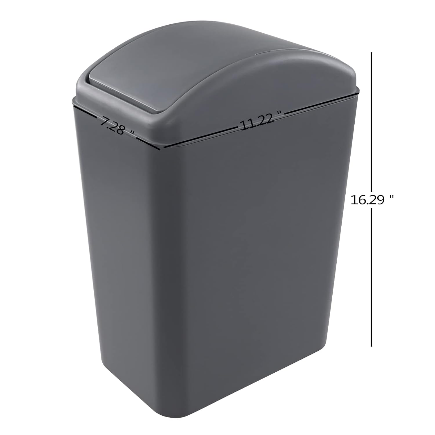 Begale 1-Pack 4.5 Gallon Plastic Swing Lid Garbage Bin, Swing Top Trash Can, Grey