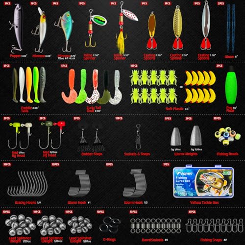 Fishing Tackle Box with Tackle Included, 145Pcs Fishing Lures Kit with Jigs, VIBs, Minnows, Soft Baits, Floats, Hooks & Weights, Complete Fishing Gear Set for Freshwater & Saltwater - Thumbnail 3