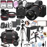Sony A7 IV Mirrorless Camera with 28-70mm Lens + 128GB Memory, Spare Battery, Filters,Case, Tripod, LED Light, Microphone, and More (39pc Bundle)