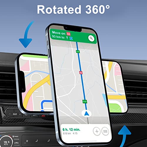 Magnetic Wireless Car Charger Vent Mount for Mag-Safe iPhone 15 14 13 12 11 Plus Pro Max Mini Magnet Car Charger 15W Mag Safe Phone Holder Stand Wireless Charging Air Vent Mount Charger - Thumbnail 6