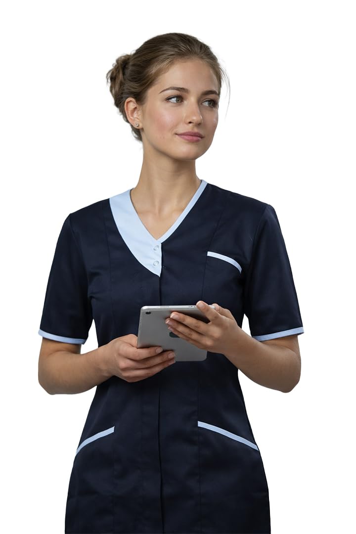 John & Smith London Women’s Premium Healthcare Scrub Top Uniform for Home Care, Hospitals, Clinics, Care Homes, Beauty Spa & Wellness Roles | Belgravia Asymmetric Tunic NB SB 18
