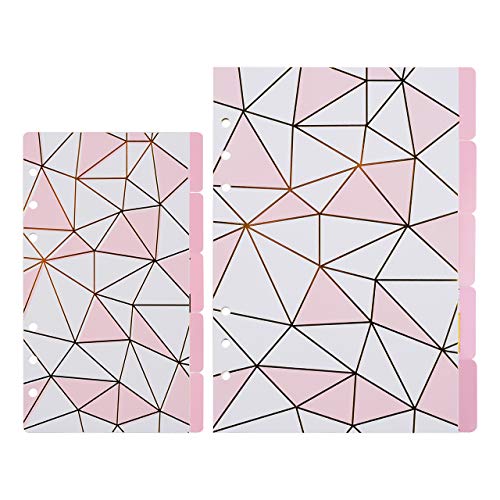 Bluecell 2 Sets Colorful Paper Divider Index Page Tab Cards for 6-Holes Ring Binders Notebooks Travel Diary Journal Planner (A5+A6 Geometric)