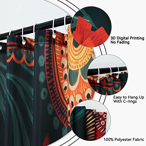 Vidsolar Black Boho Floral Fabric Shower Curtain Colorful Abstract Bohemian Botanical Shower Curtains For Bathroom Mid Century Modern Aesthetic Home Decor Waterproof Bath Curtain Set With Hooks, 72X72 #TOP5