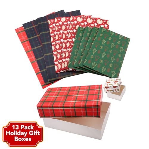 NUJOVI 13 Piece Christmas Gift Boxes for Presents - Premium Assorted Gift Boxes with Lids and with 4-inch Deep Robe Boxes - Large Boxes for Wrapping Gifts, Shirt, Robe, Lingerie, Clothing and Small – Image 3