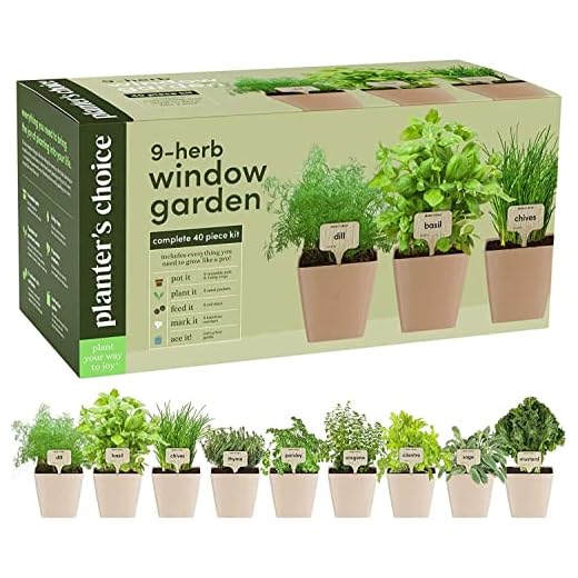 9 Herb Window Garden - Indoor Herb Starter Kit - Unique Gardening Gifts for Women & Men Cook - Kitchen Windowsill Growing Kit + Guide to Easily Grow 9 Herbs - Best Unusual Birthday Gift for Cooking