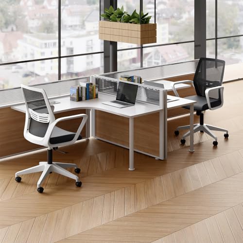 Image of Interio by Godrej Vurv Chair Mesh Back Ergonomic Work from Home /Revolving Study Chair, 1 Year Warranty, Height Adjustable | Heavy Duty Polypropylene Base | DIY Installation (Black, Set of 2)